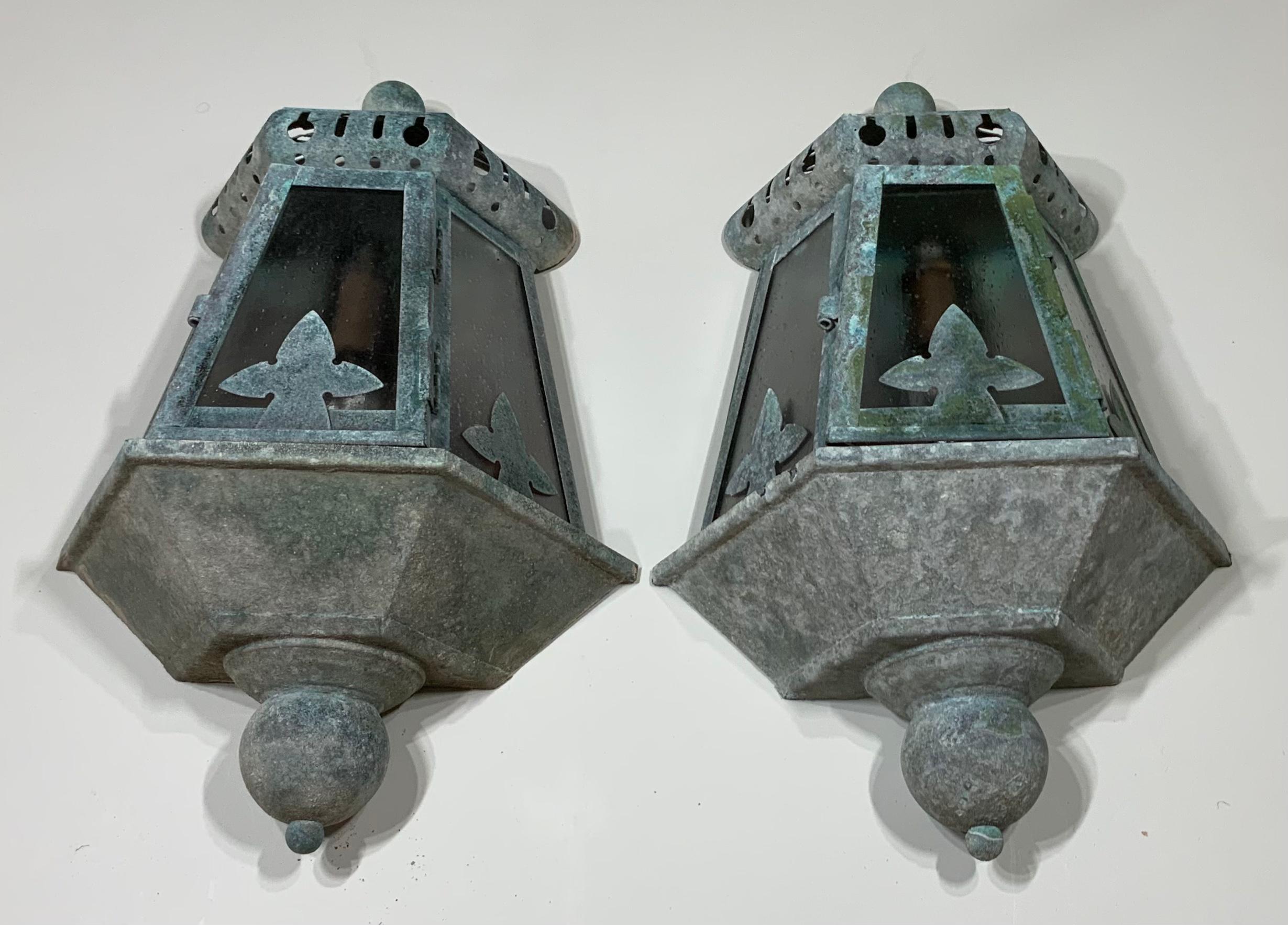 Hand-Crafted Pair of Vintage Wall Lantern