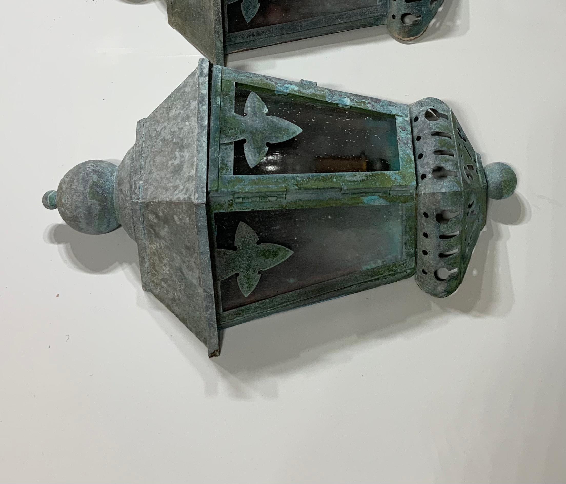 Brass Pair of Vintage Wall Lantern
