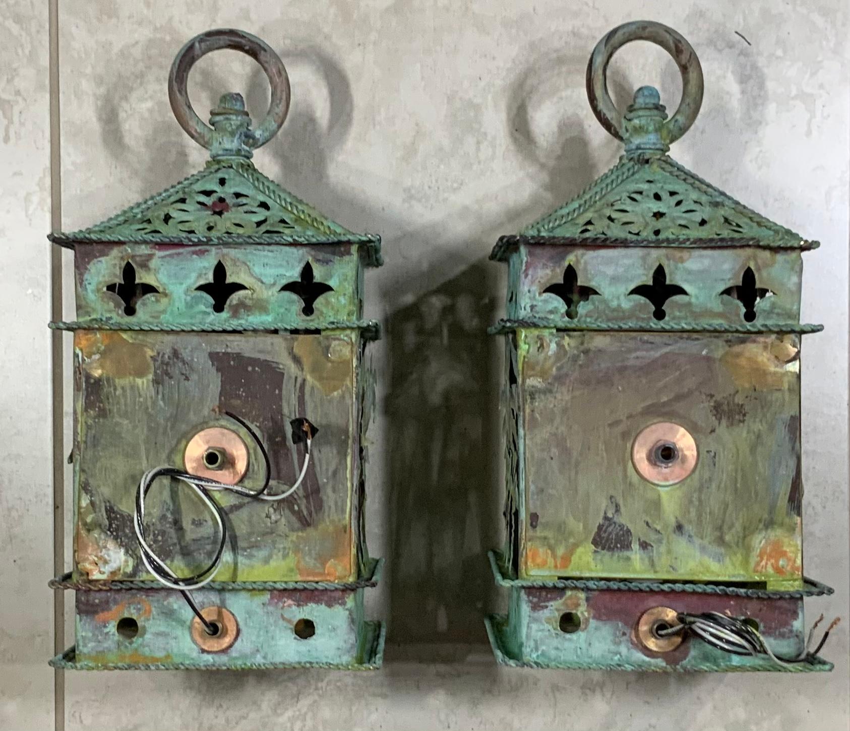 Copper Pair of Vintage Wall Lantern