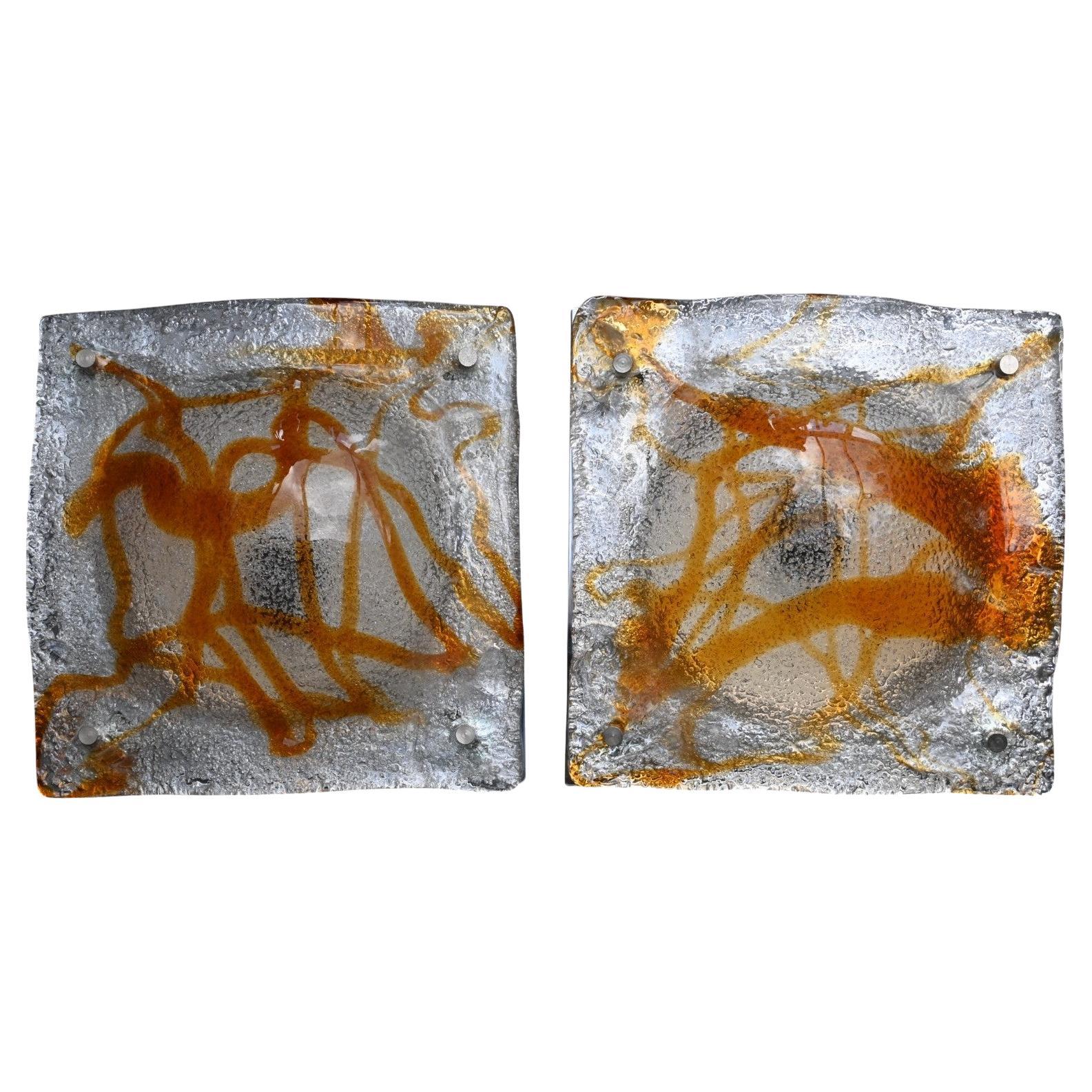 Pair Of Vintage Wall Lights By Toni Zuccheri For Mazzega, Murano, 1970s