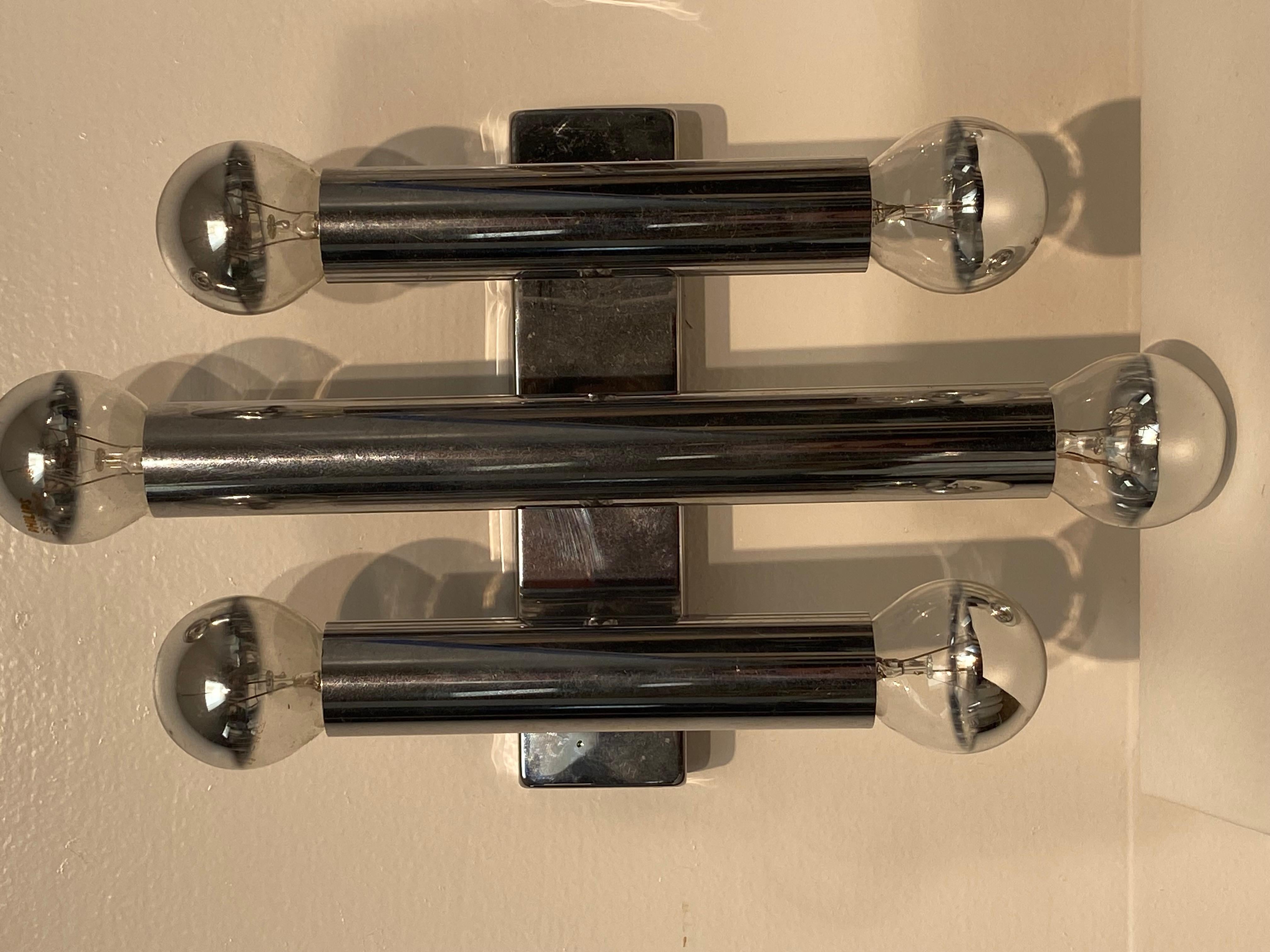 Chrome Pair of Vintage Wall Sconces For Sale