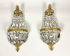 Pair of Vintage Wall Sconces With Crystal Tassels 50/60s, Boulanger, Belgium