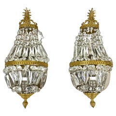 Pair of Vintage Wall Sconces With Crystal Tassels 50/60s, Boulanger, Belgium