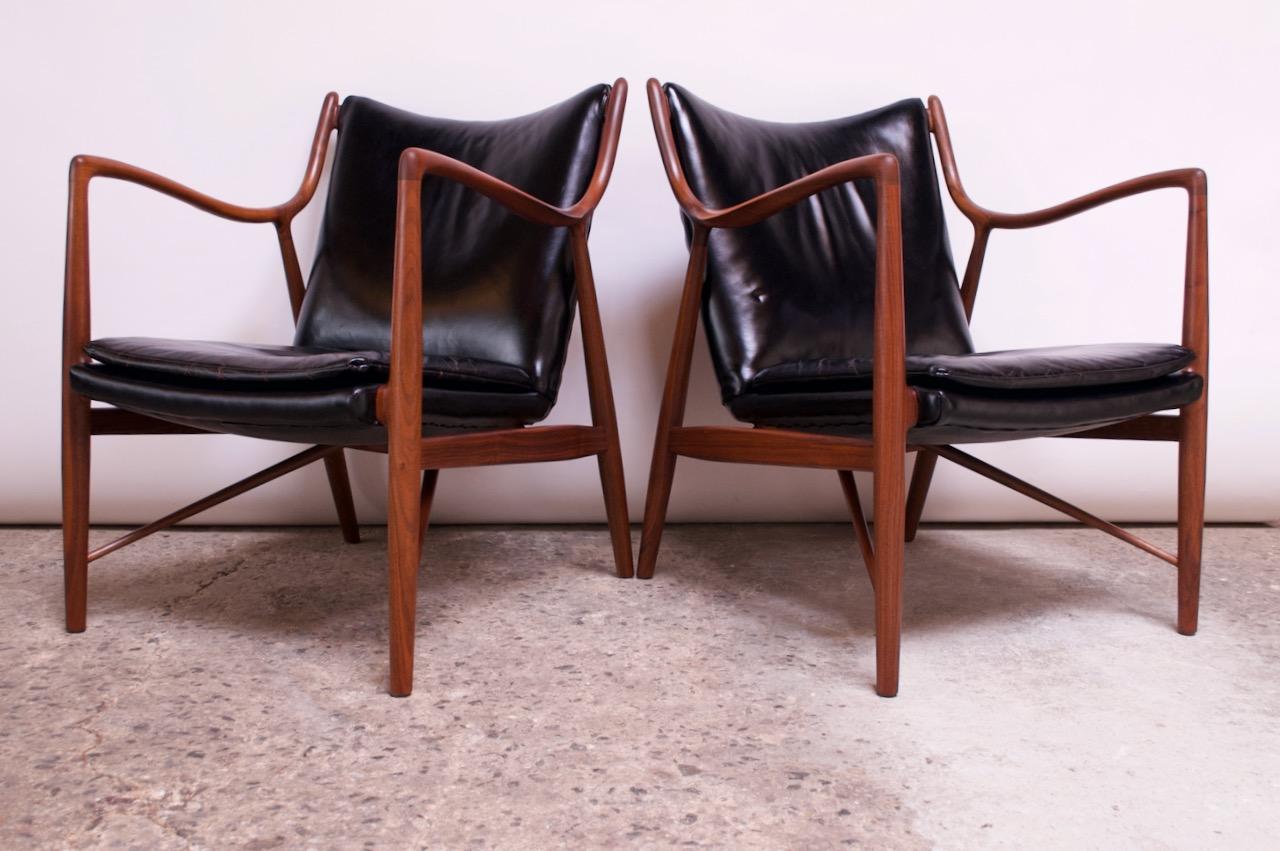 Pair of Vintage Walnut and Leather 