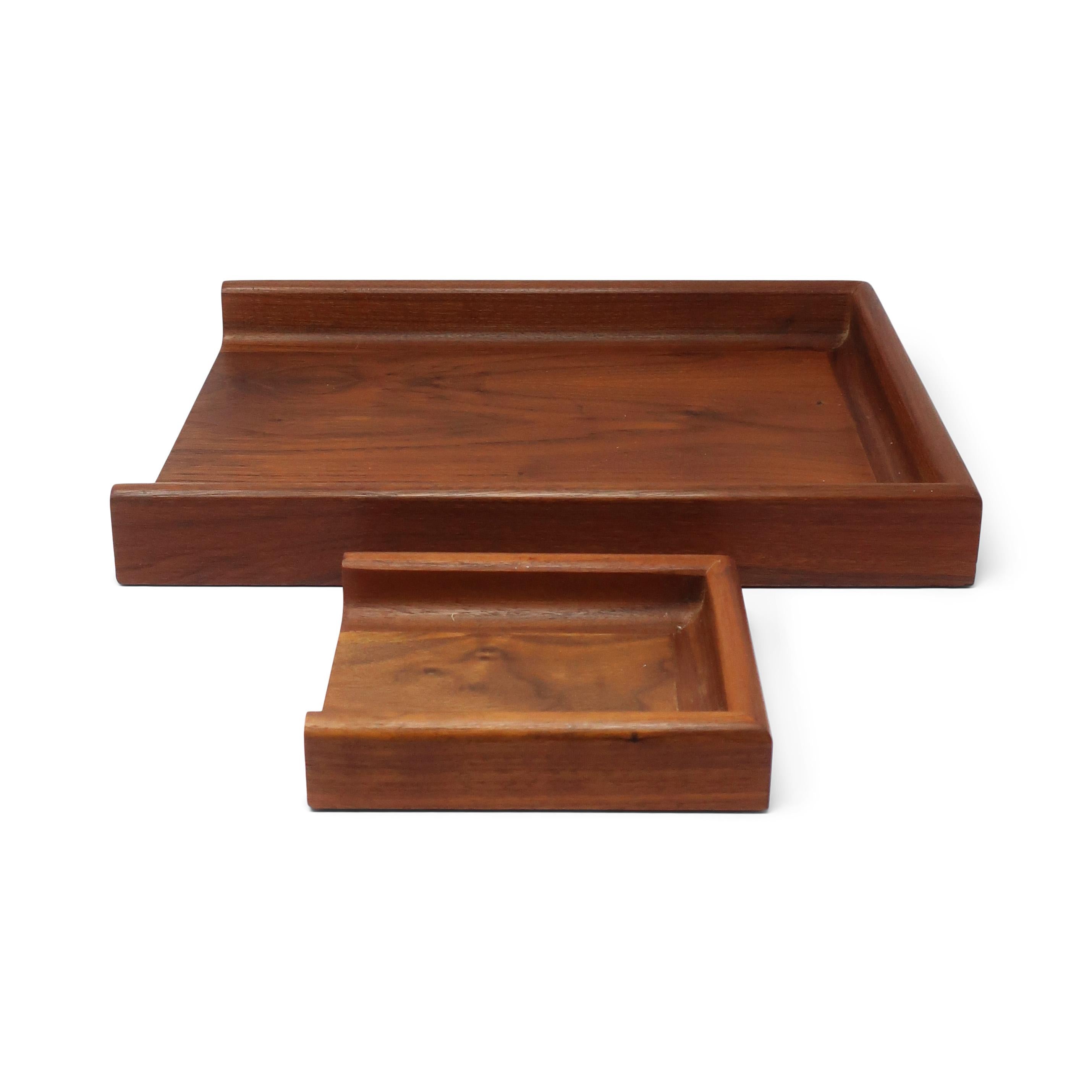 Mid-Century Modern Pair of Vintage Walnut Desk Trays by Peter Pepper For Sale