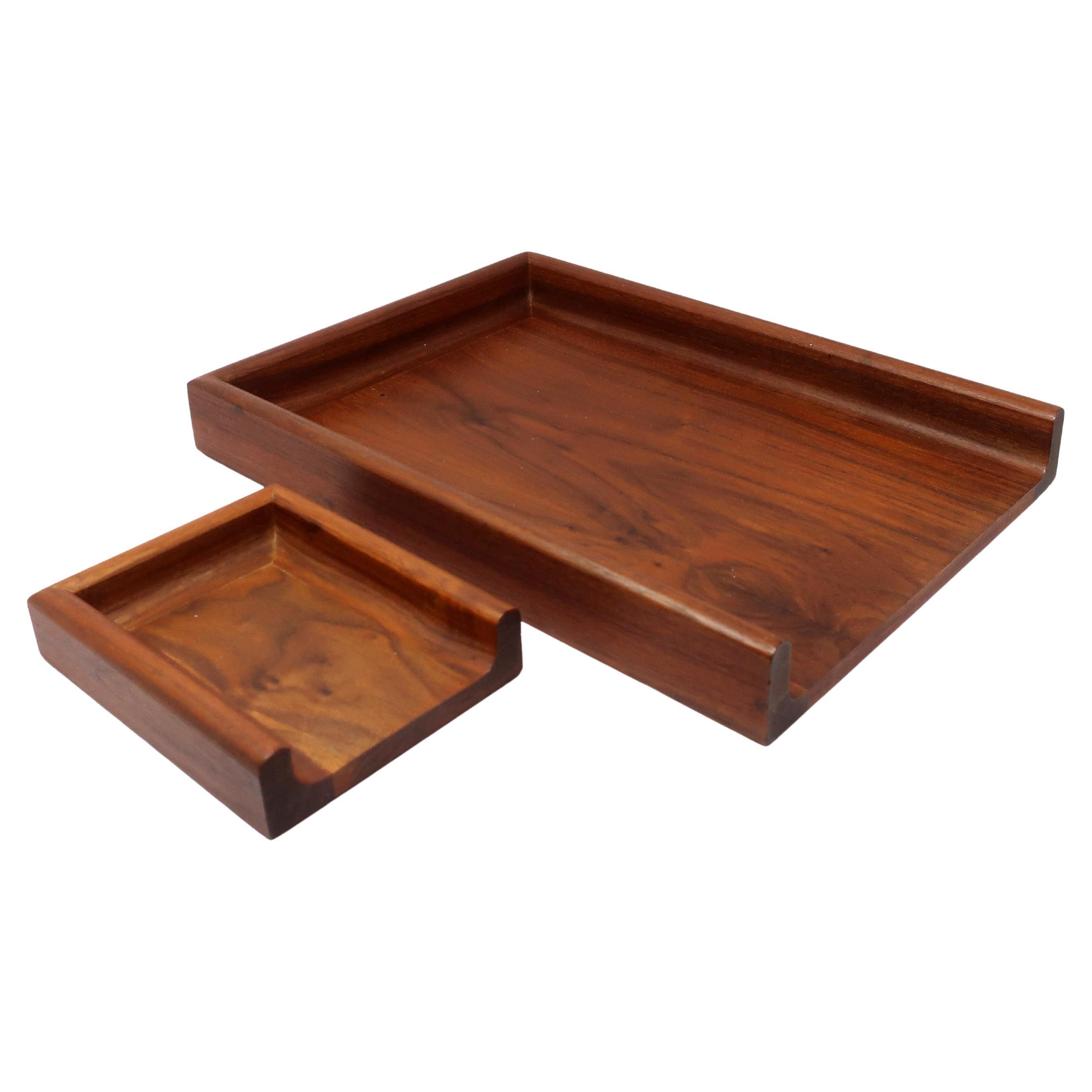 Pair of Vintage Walnut Desk Trays by Peter Pepper For Sale