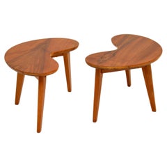 Pair of Vintage Walnut Kidney Side Tables