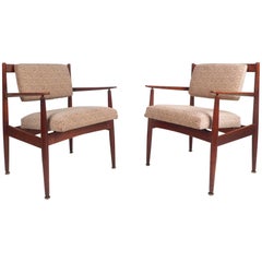 Pair of Vintage Walnut Lounge Chairs by Jens Risom Design