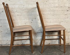 Pair of Vintage Walnut Spindle Back Upholstered Chairs