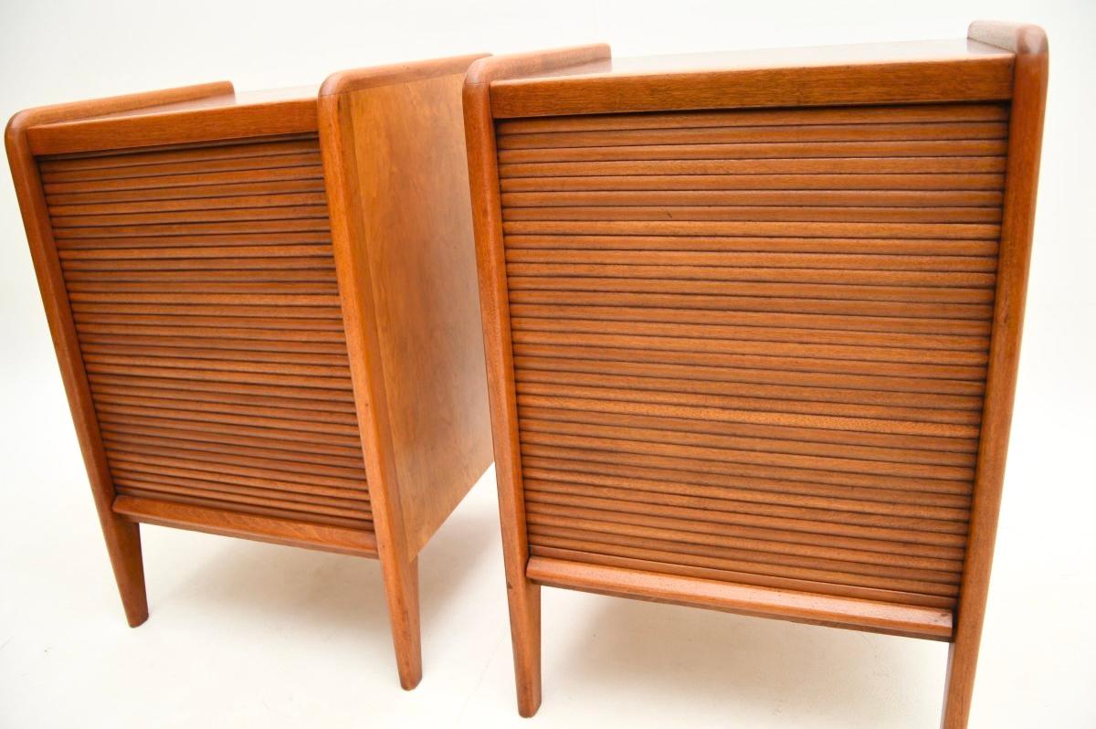 Pair of Vintage Walnut Tambour Front Bedside Cabinets 5