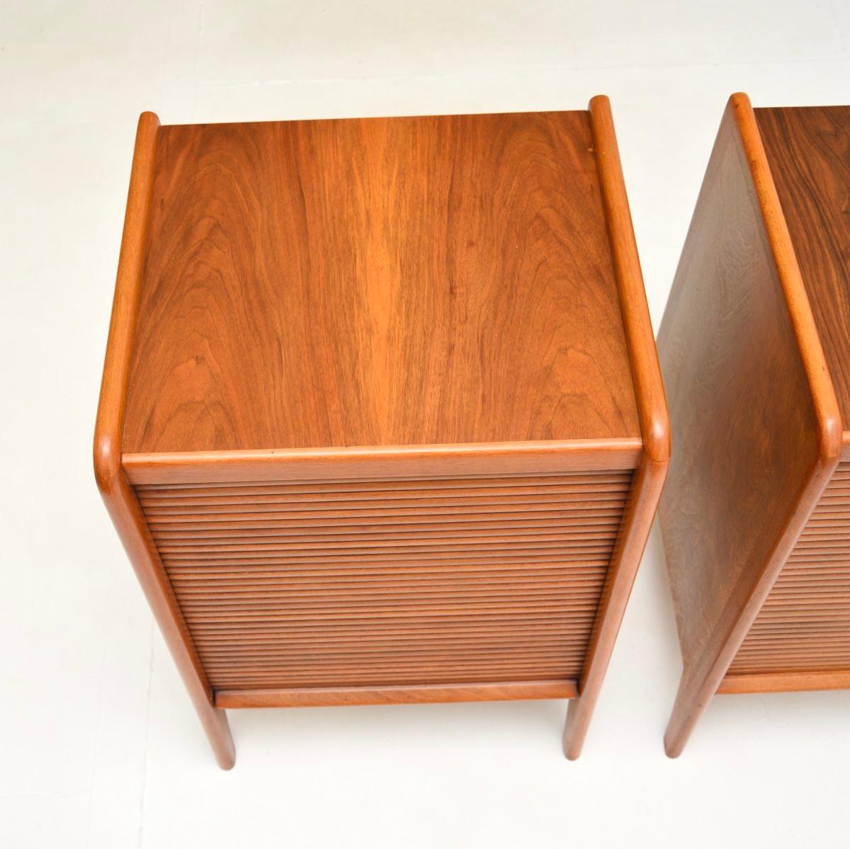 Pair of Vintage Walnut Tambour Front Bedside Cabinets 2
