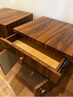 Pair of Vintage Rosewood Veneer Nightstands/Commodes  - Two Doors/Single Drawer