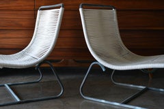Pair of Vintage Walter Lamb Bronze Sled Chairs, ca. 1950