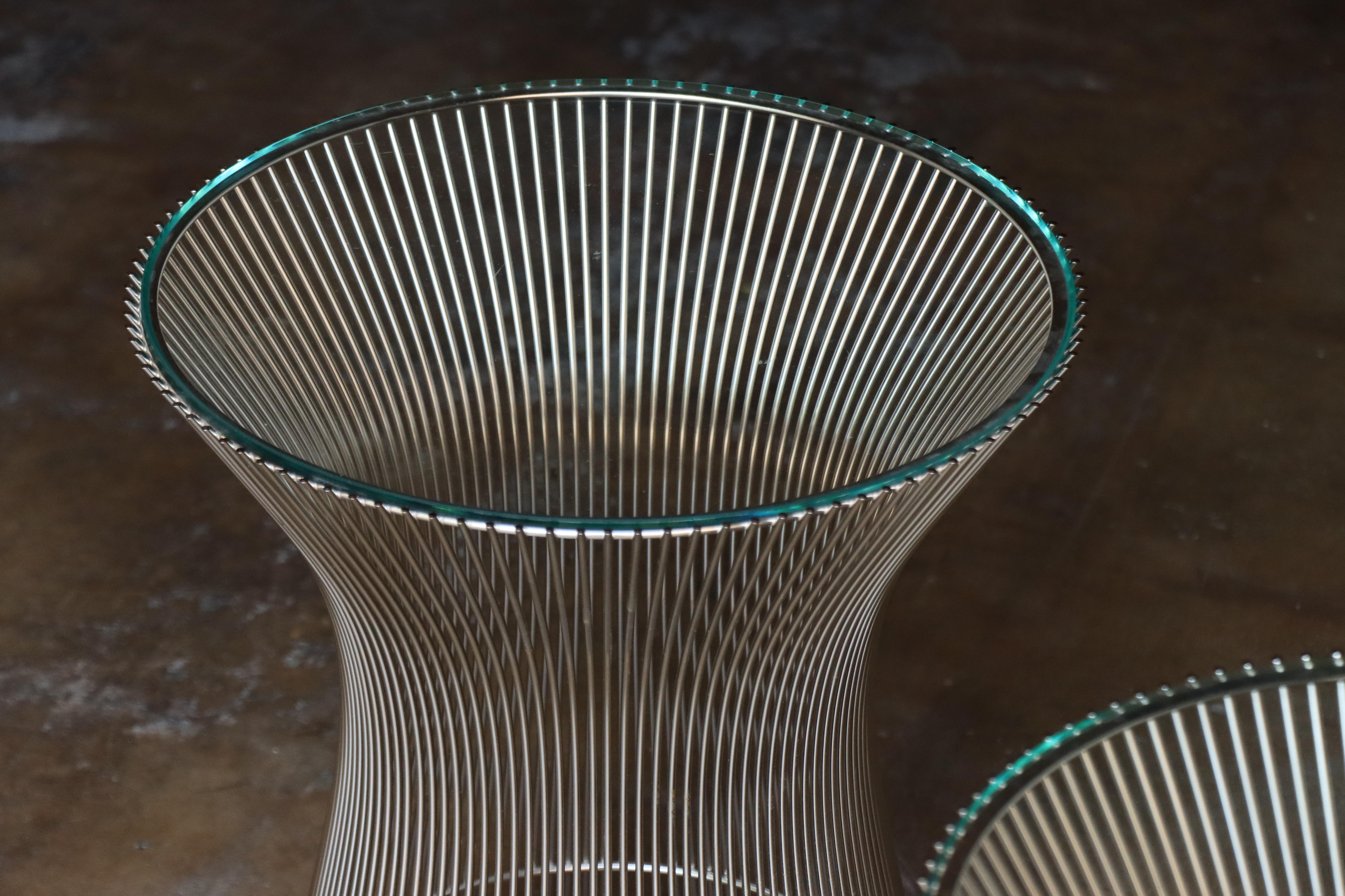 Glass Pair of Vintage Warren Platner Side Tables, Knoll, 1970s, Mid Century For Sale