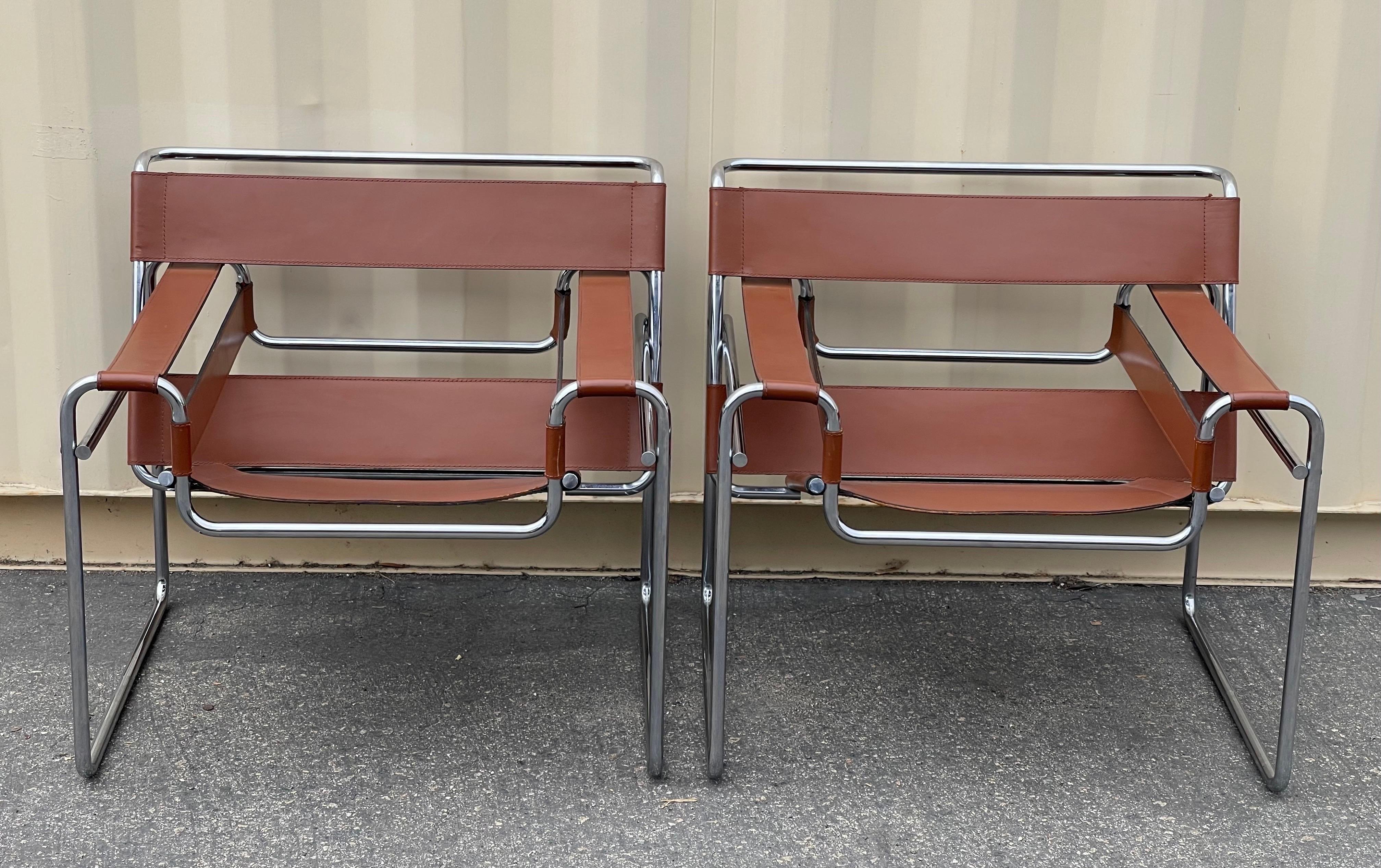 Italian Pair of Vintage Wassily Chairs by Marcel Breuer for Stendig / Gavina