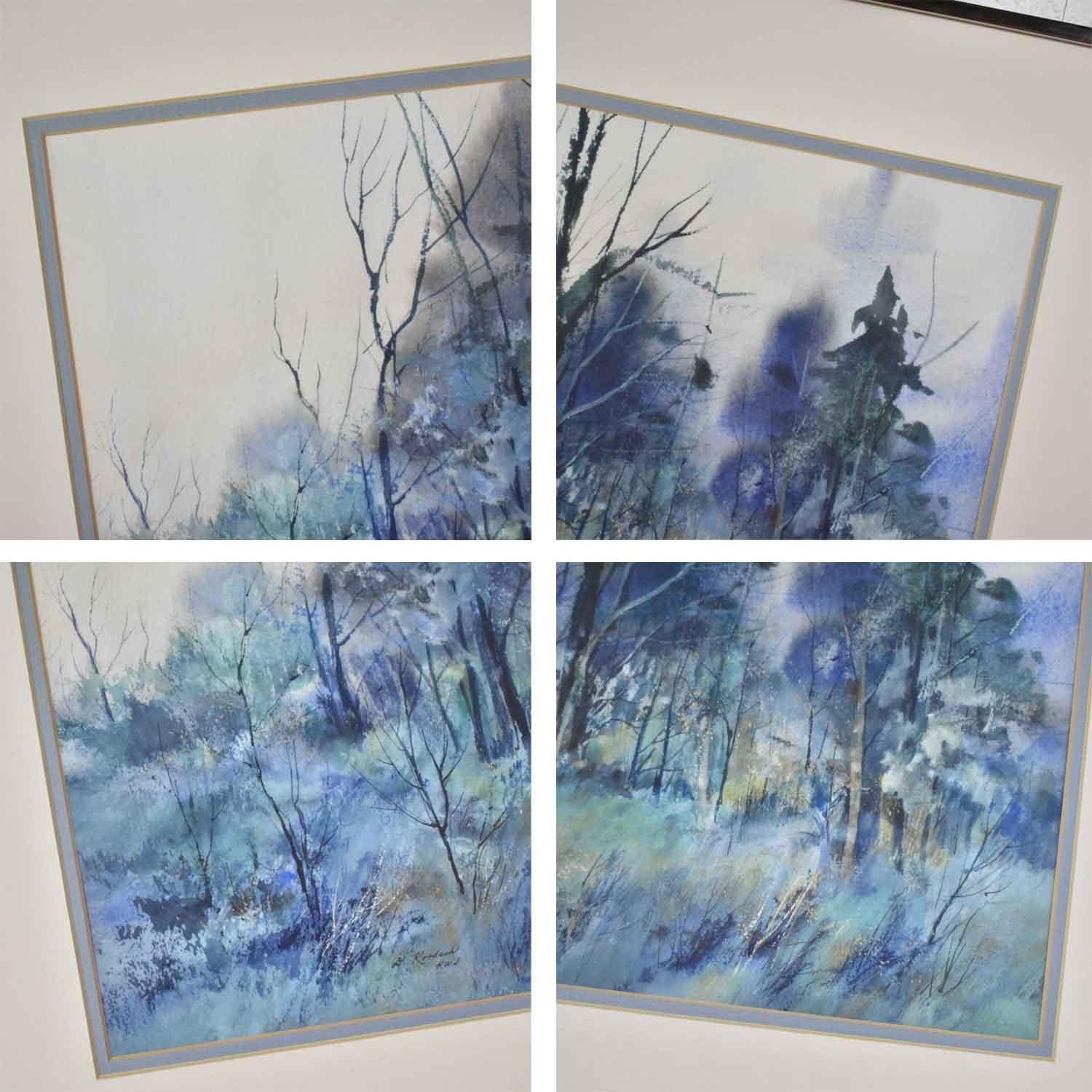Paire de peintures de paysages d'hiver vintage à l'aquarelle de Dorothy M. Reece Kordas en vente 9