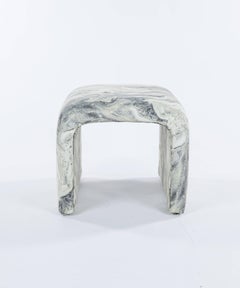 Pair of Vintage Waterfall Ottomans in New Marbleized Fabric