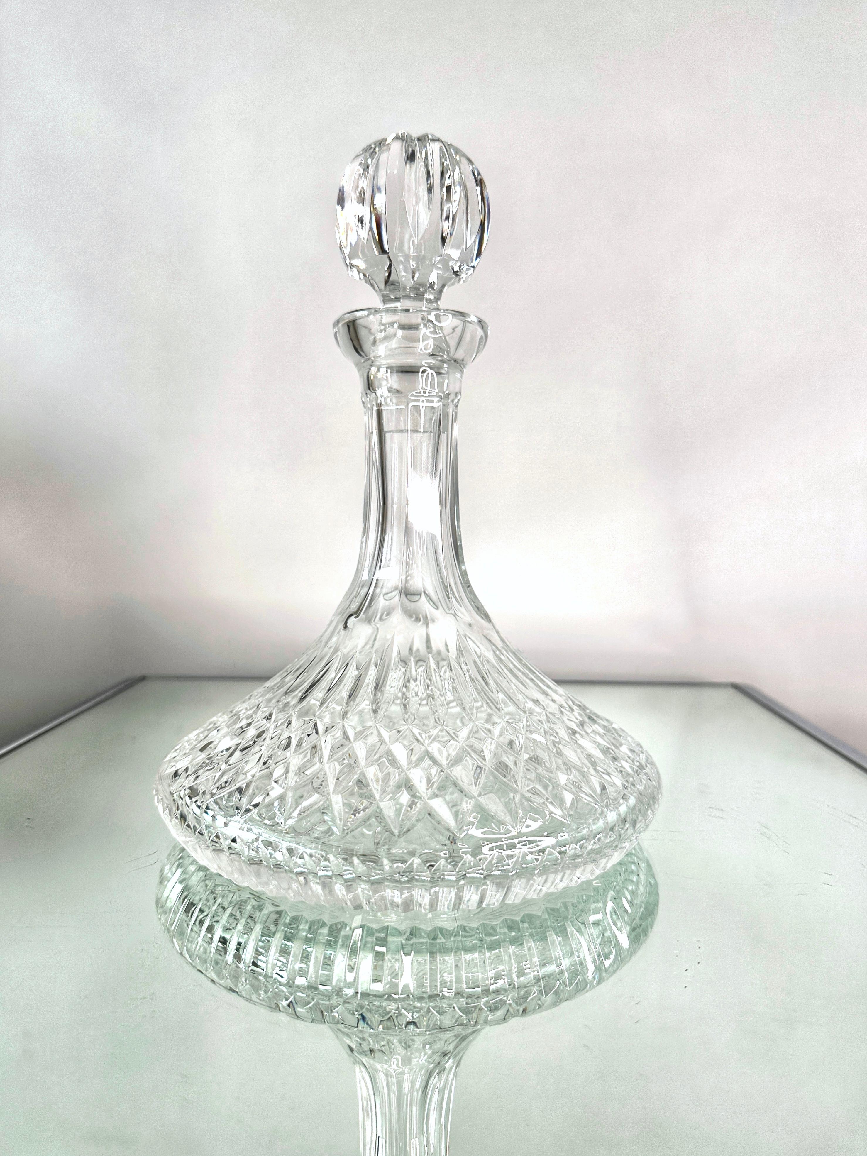 Pair of Vintage Waterford Crystal Ships Decanters with Diamond Cuts, c. 1975 3