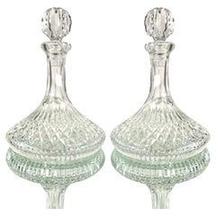 Pair of Retro Waterford Crystal Ships Decanters with Diamond Cuts, c. 1975