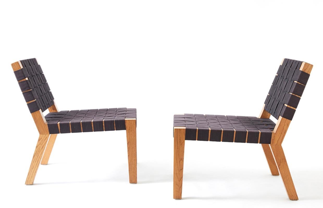 Pair of Vintage Webbed Chairs Estadounidense en venta