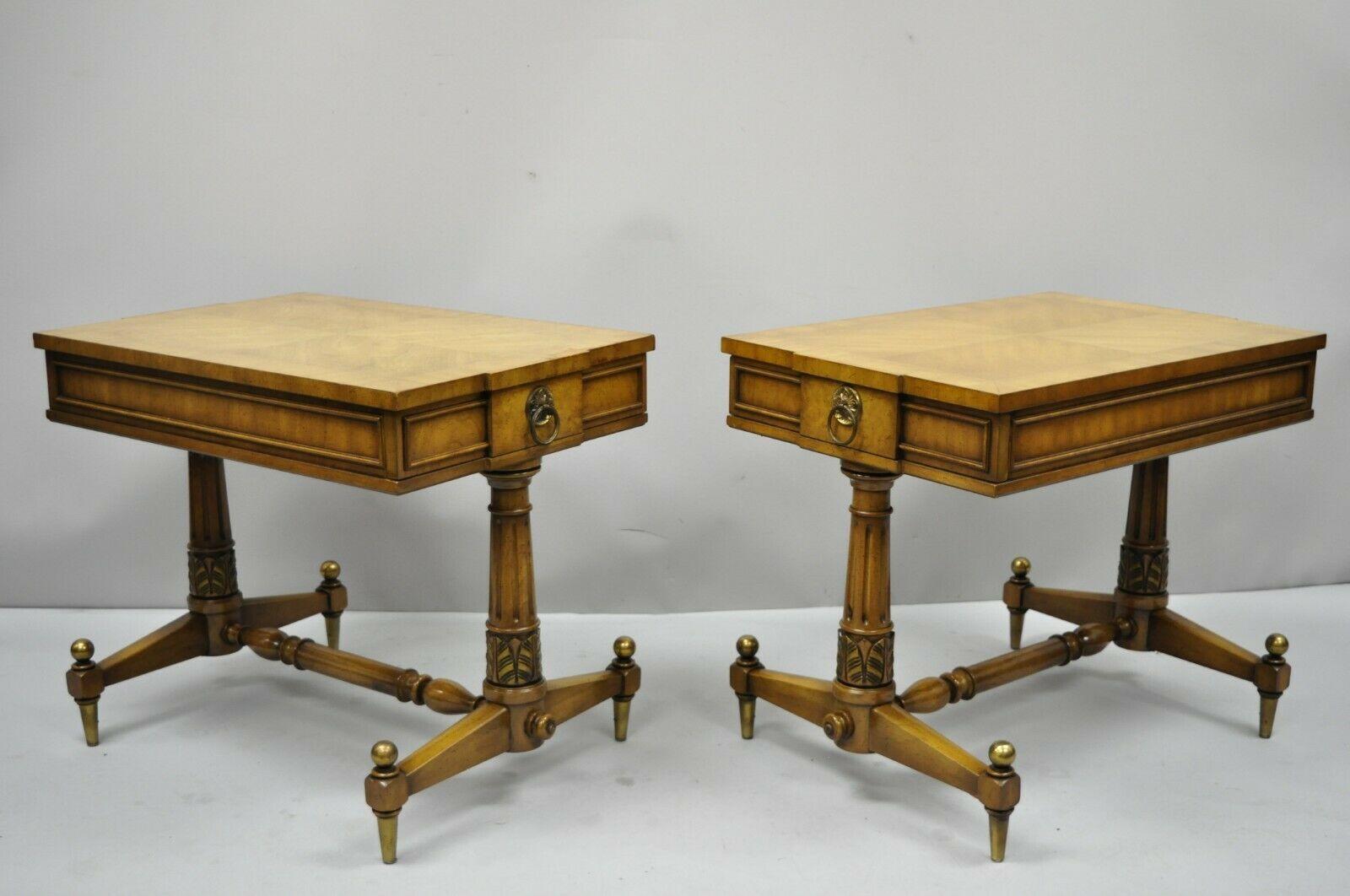 Pair of Vintage Weiman Kameo French Regency Style Bonded Walnut End Tables For Sale 3