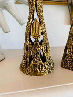 Pair of Vintage Weinberg Brutalist Brass Candlesticks
