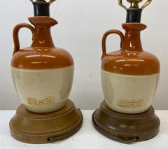 Pair of Vintage "Whiskey of Ye Monks" Ceramic Bottle Table Lamps 20th C.