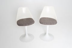 Pair of Vintage White Counter-Height Tulip Chairs by Burke Inc., 1960s