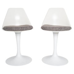 Pair of Vintage White Counter-Height Tulip Chairs by Burke Inc., 1960s