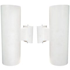 Pair of Vintage White Cylindrical Wall Sconces