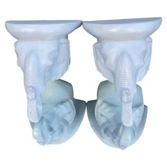 Pair of Vintage White Elephant Wall Brackets