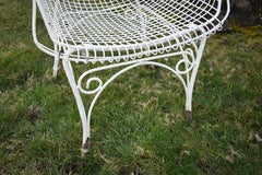Pair of Vintage White Wire Mesh Garden Chairs, France, circa 1960s