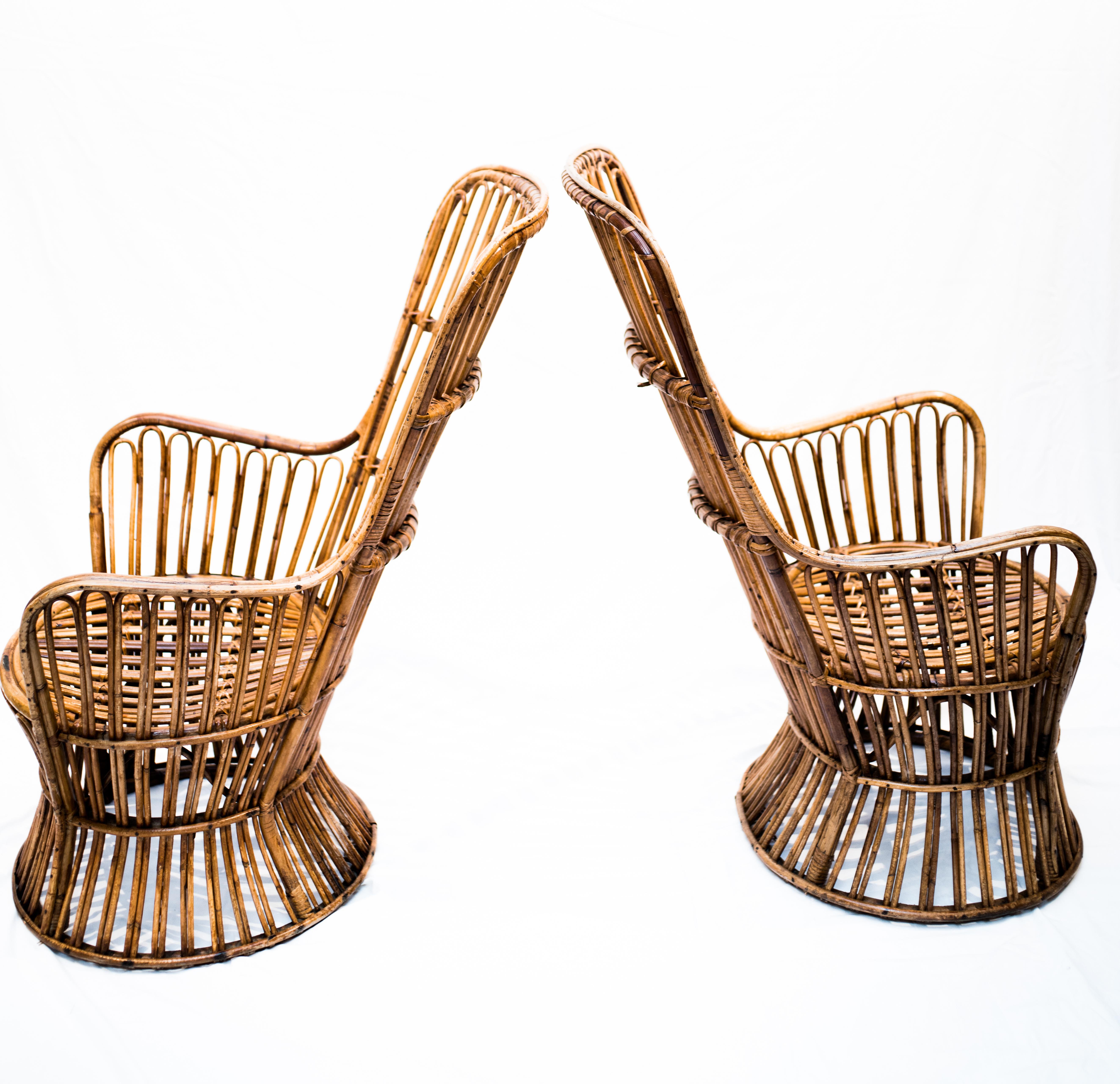 Italian Pair of Vintage Wicker Armchairs by Fratelli Castano, Italy, 1960s