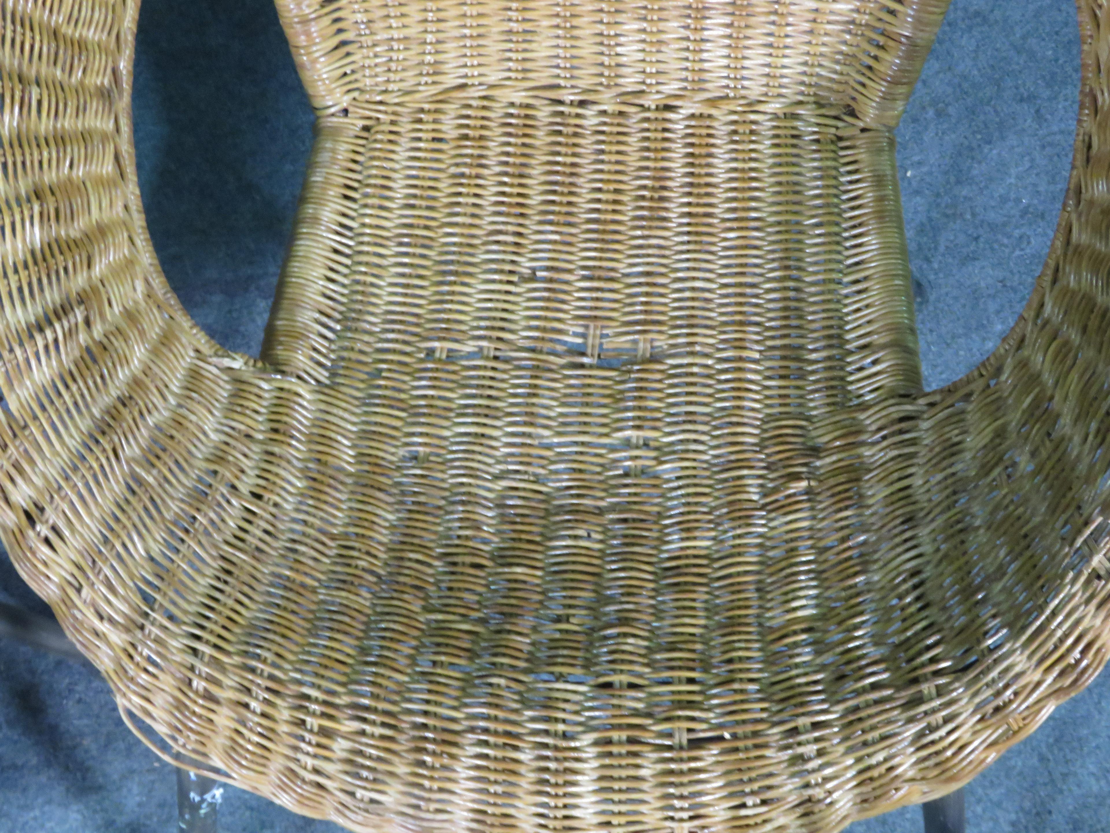 Mid-Century Modern Paire de chaises paniers vintage en osier