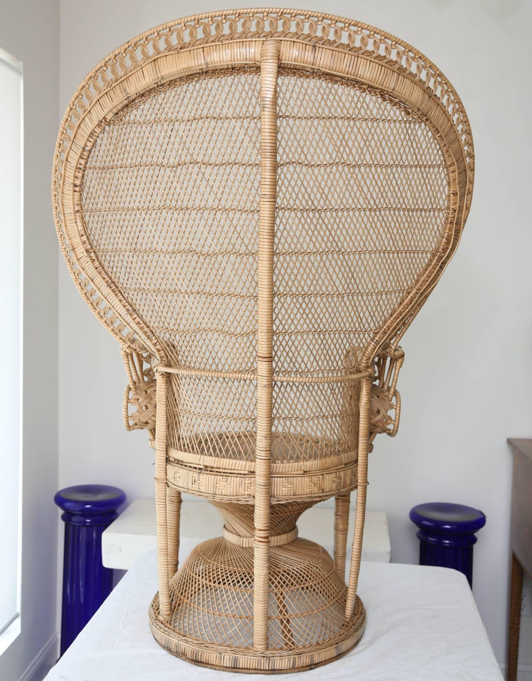 Pair of Vintage Wicker Peacock Chairs at 1stDibs