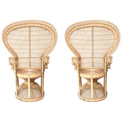 Pair of Vintage Wicker Peacock Chairs