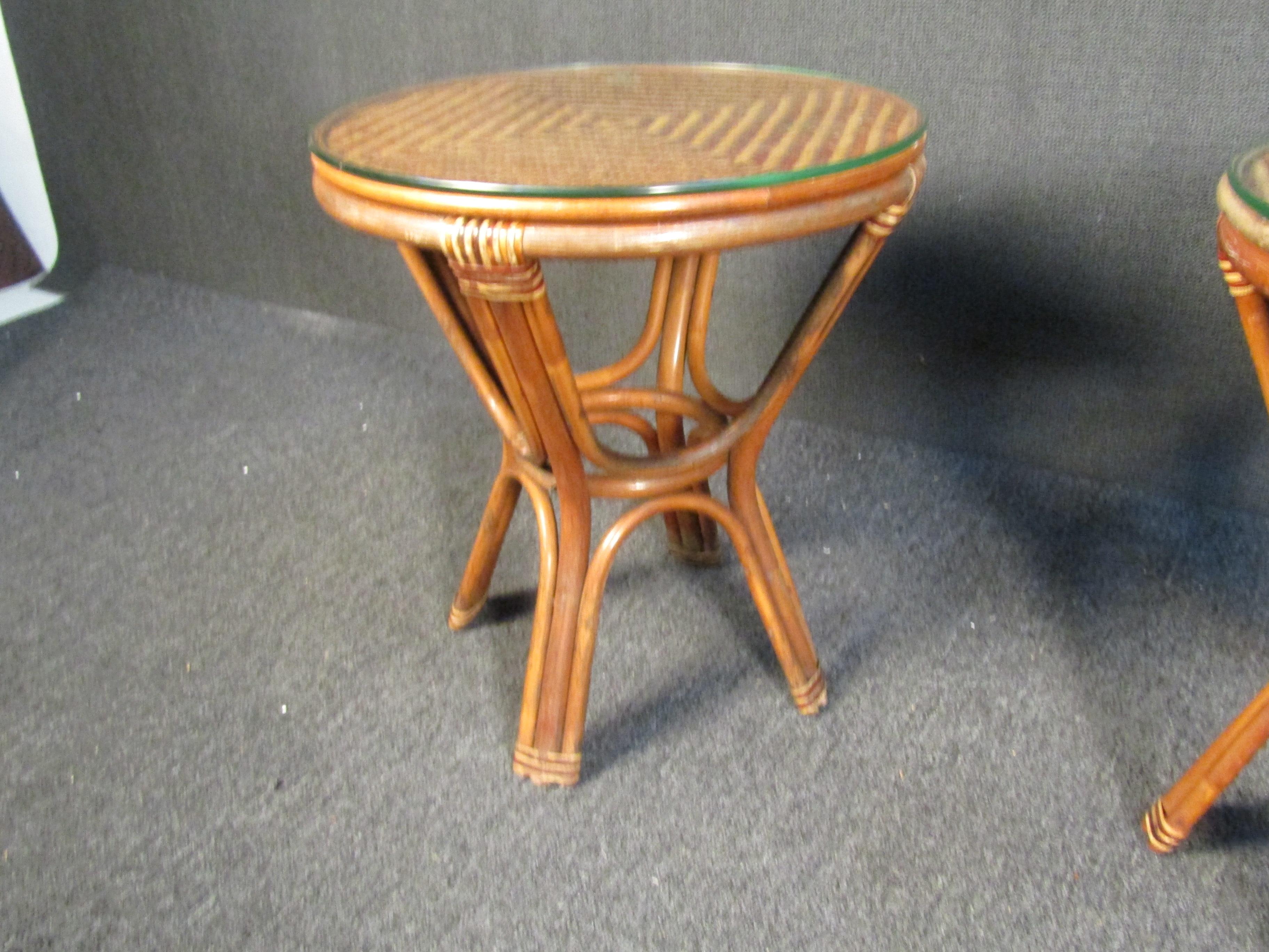 vintage wicker end table