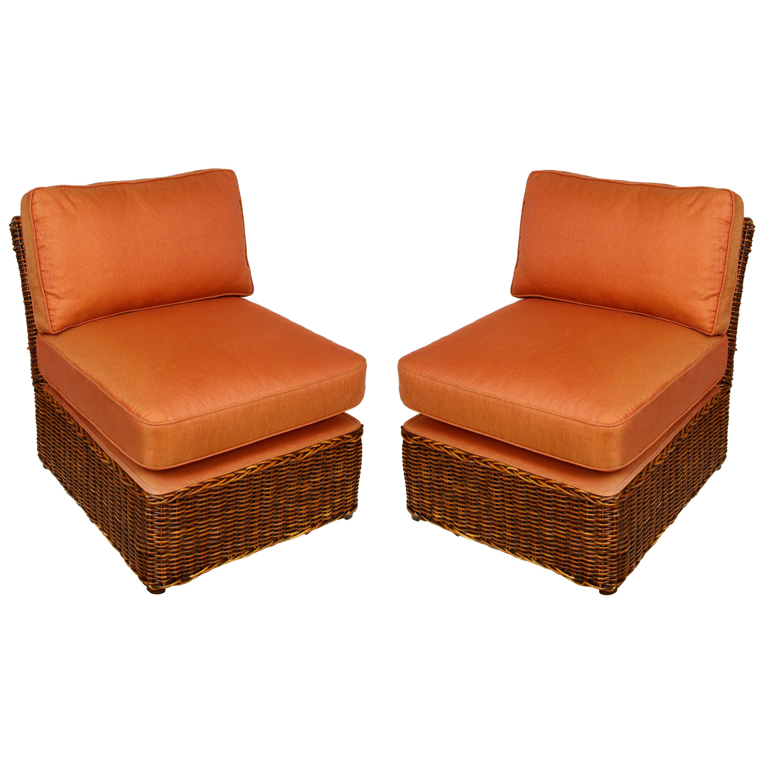 Pair of Vintage Wicker Slipper Chairs