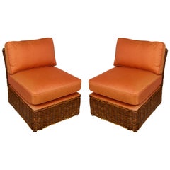 Pair of Vintage Wicker Slipper Chairs
