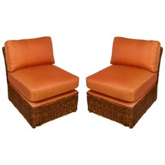 Pair of Vintage Wicker Slipper Chairs