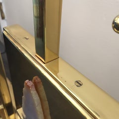 Pareja de lámparas de sobremesa vintage estilo Willy Daro de ágata y latón