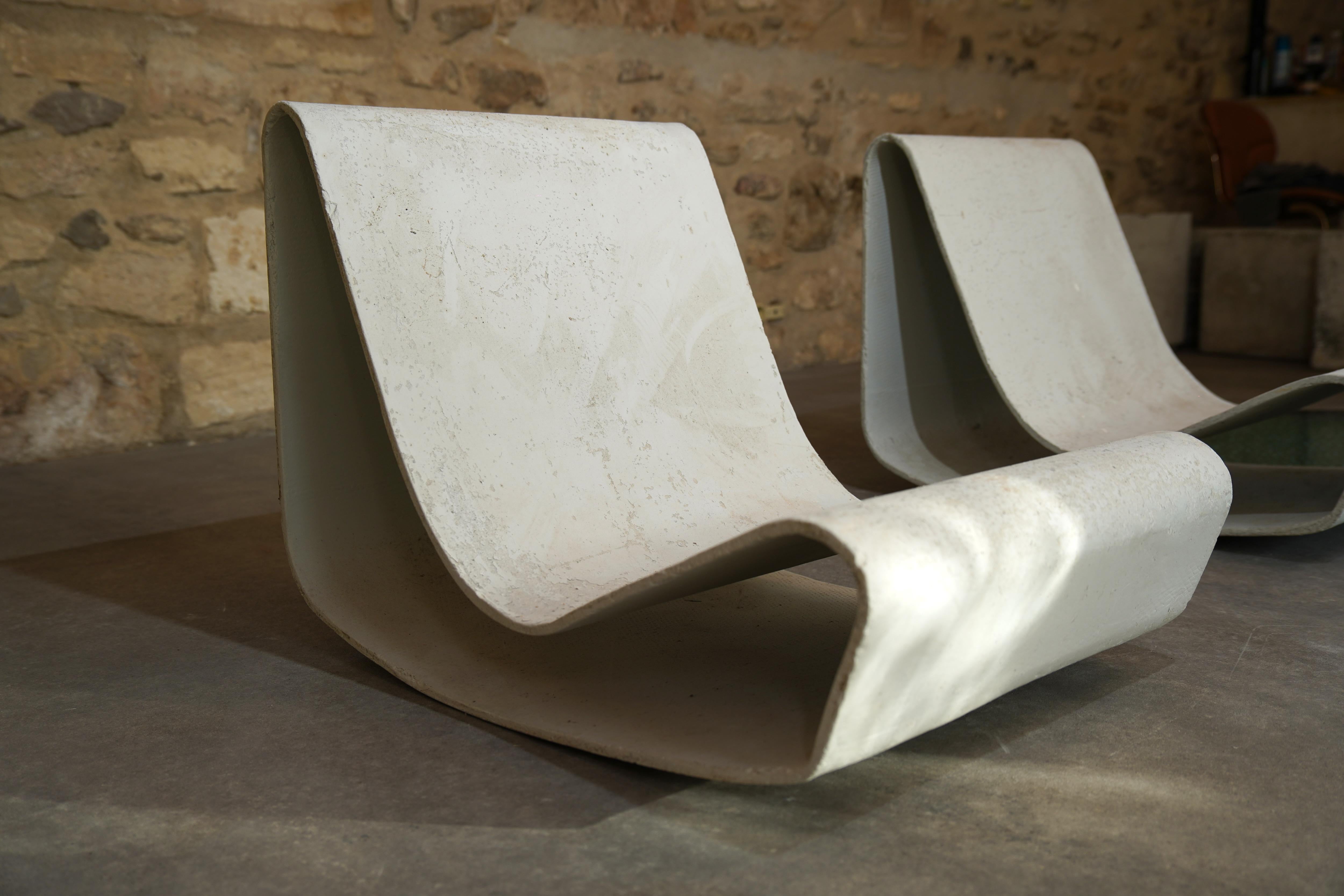 Late 20th Century Pair of Vintage Willy Guhl Concrete Loop Chairs, 1970s, Switzerland 