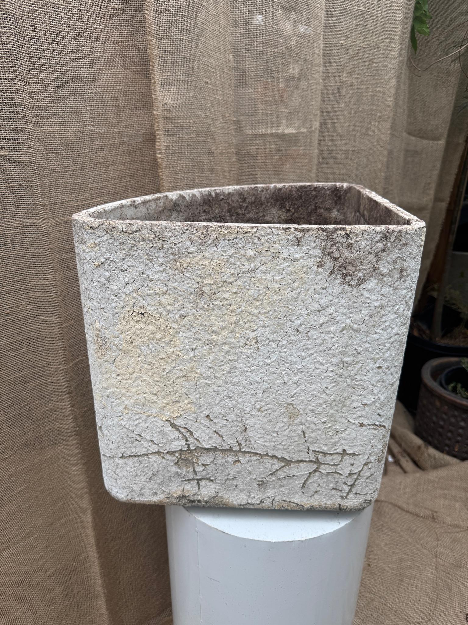 Mid-Century moderno Coppia di fioriere angolari in fibra di cemento svizzero Willy Guhl d'epoca con patina invecchiata