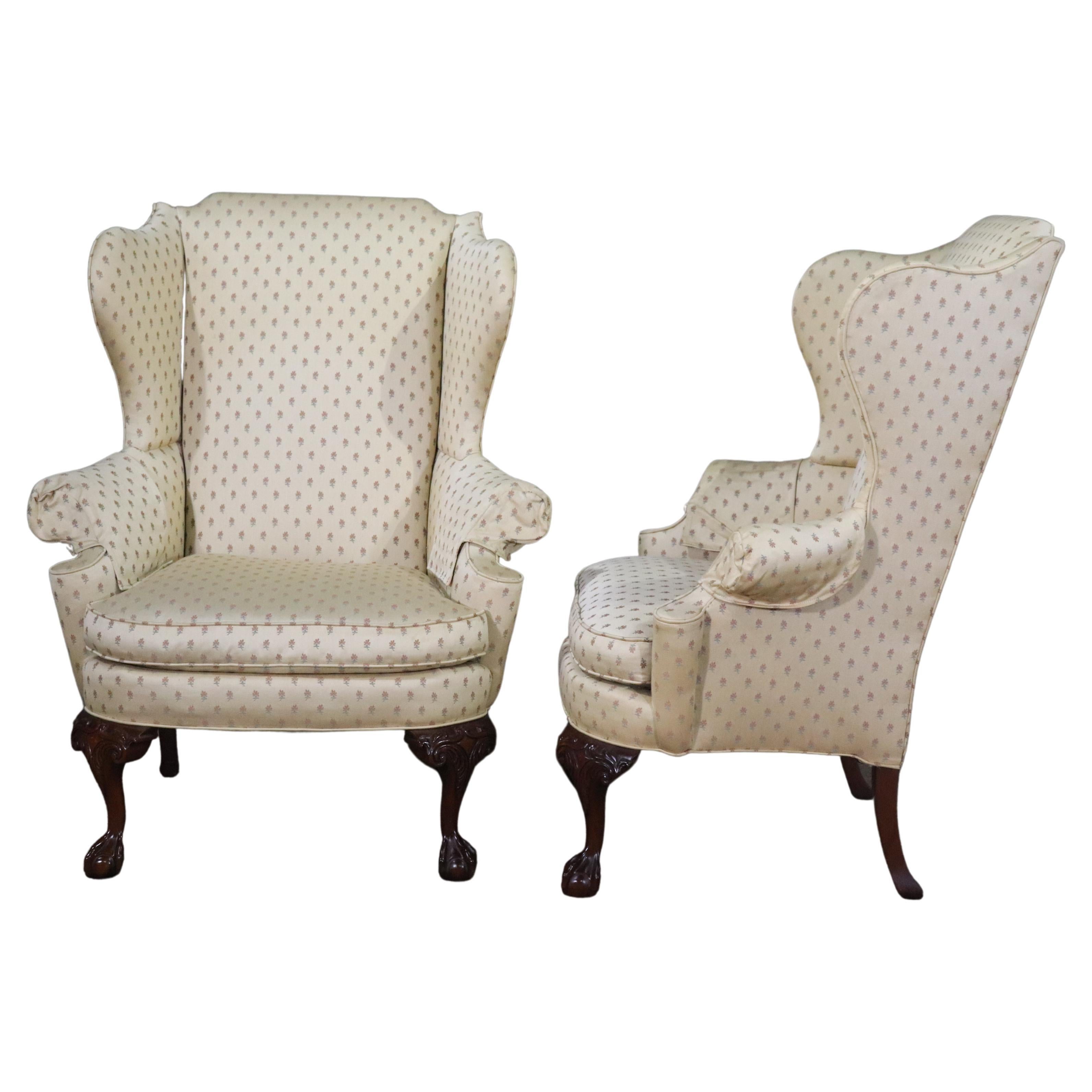 Pair of Vintage Wingback Armchairs For Sale