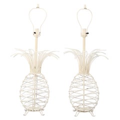 Pareja de lámparas vintage de alambre con forma de piña