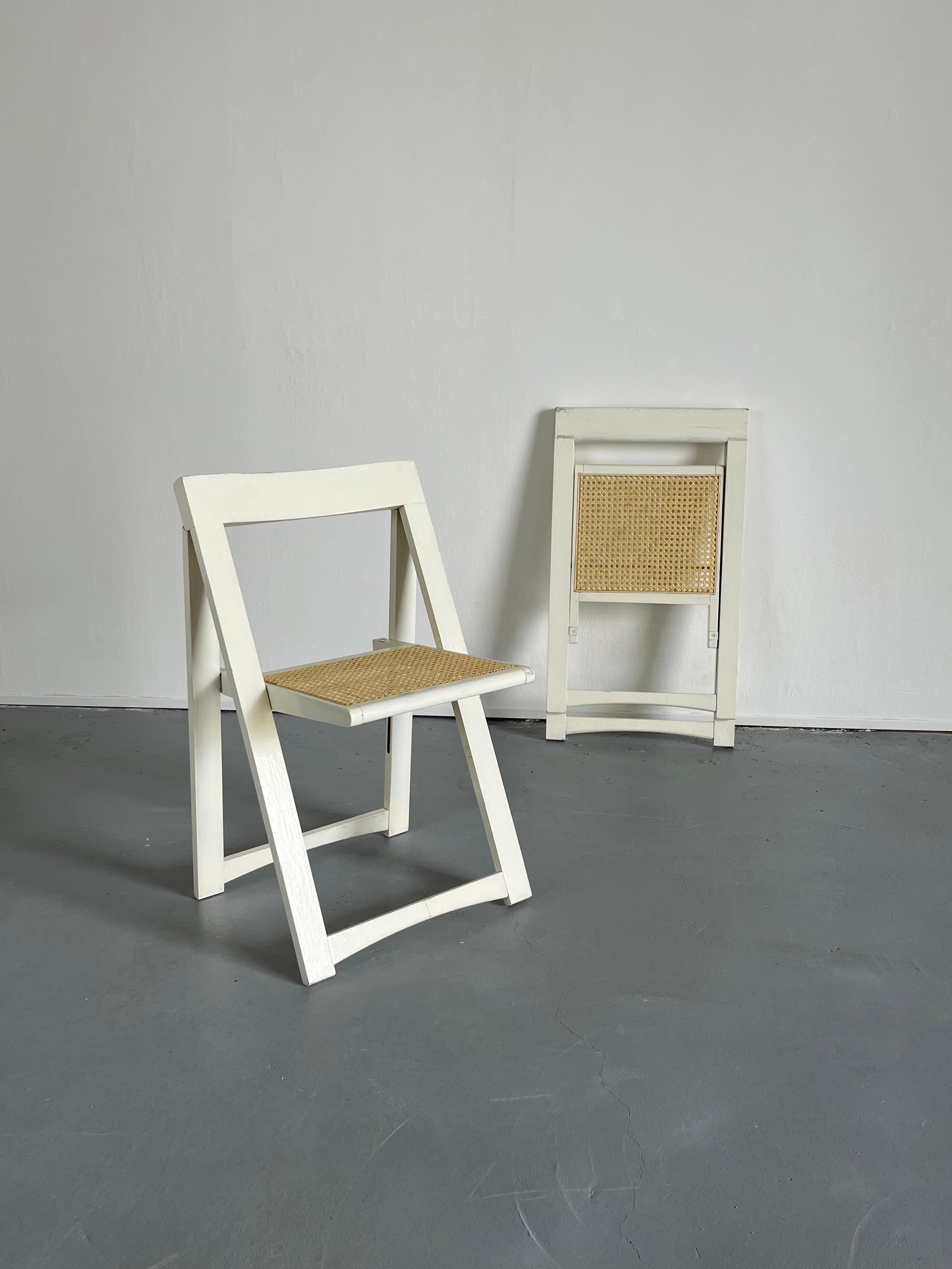 Pair of Vintage Wood and Cane Foldable Chairs in the Style of Aldo Jacober 4