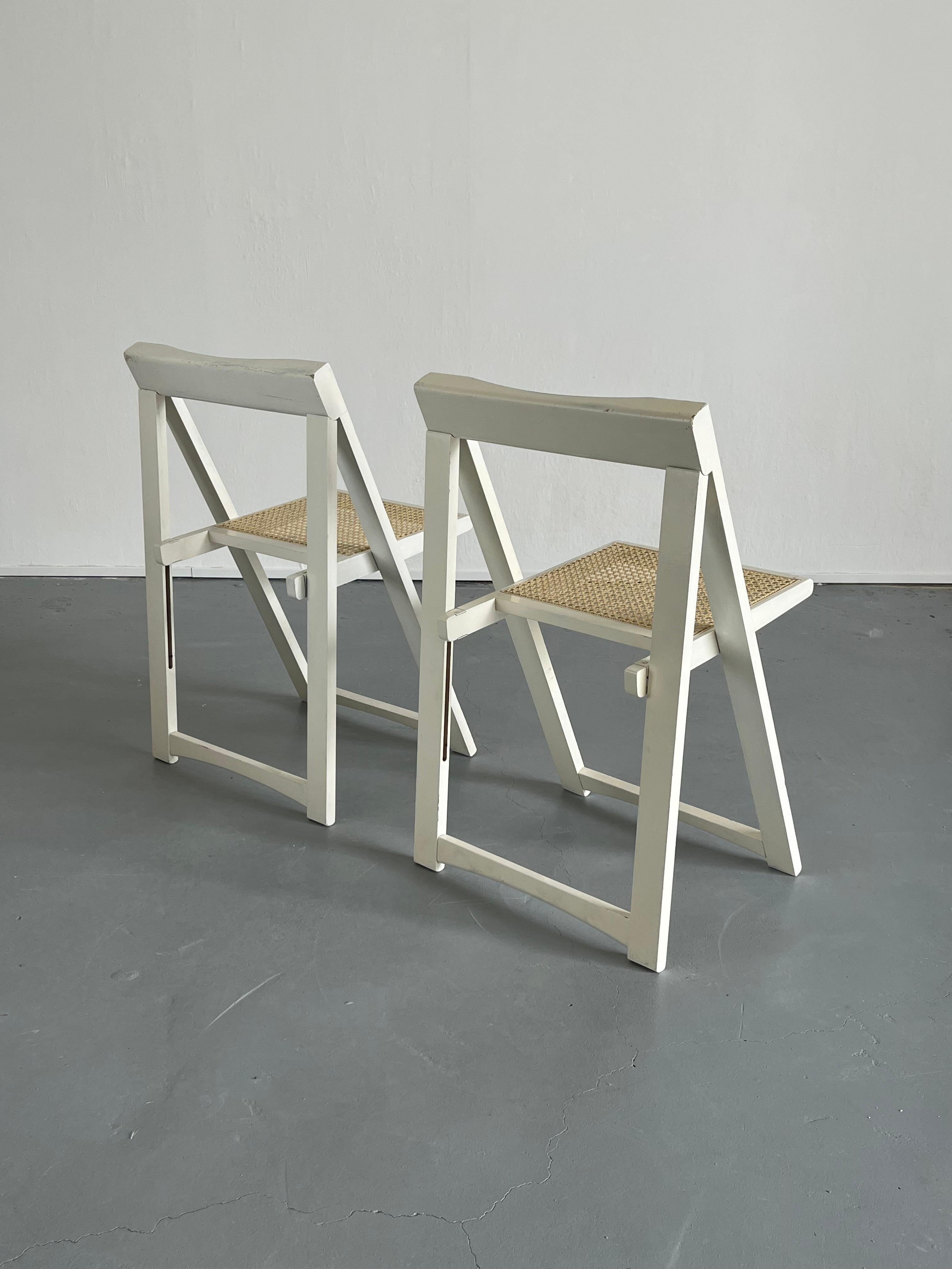 Pair of Vintage Wood and Cane Foldable Chairs in the Style of Aldo Jacober 3