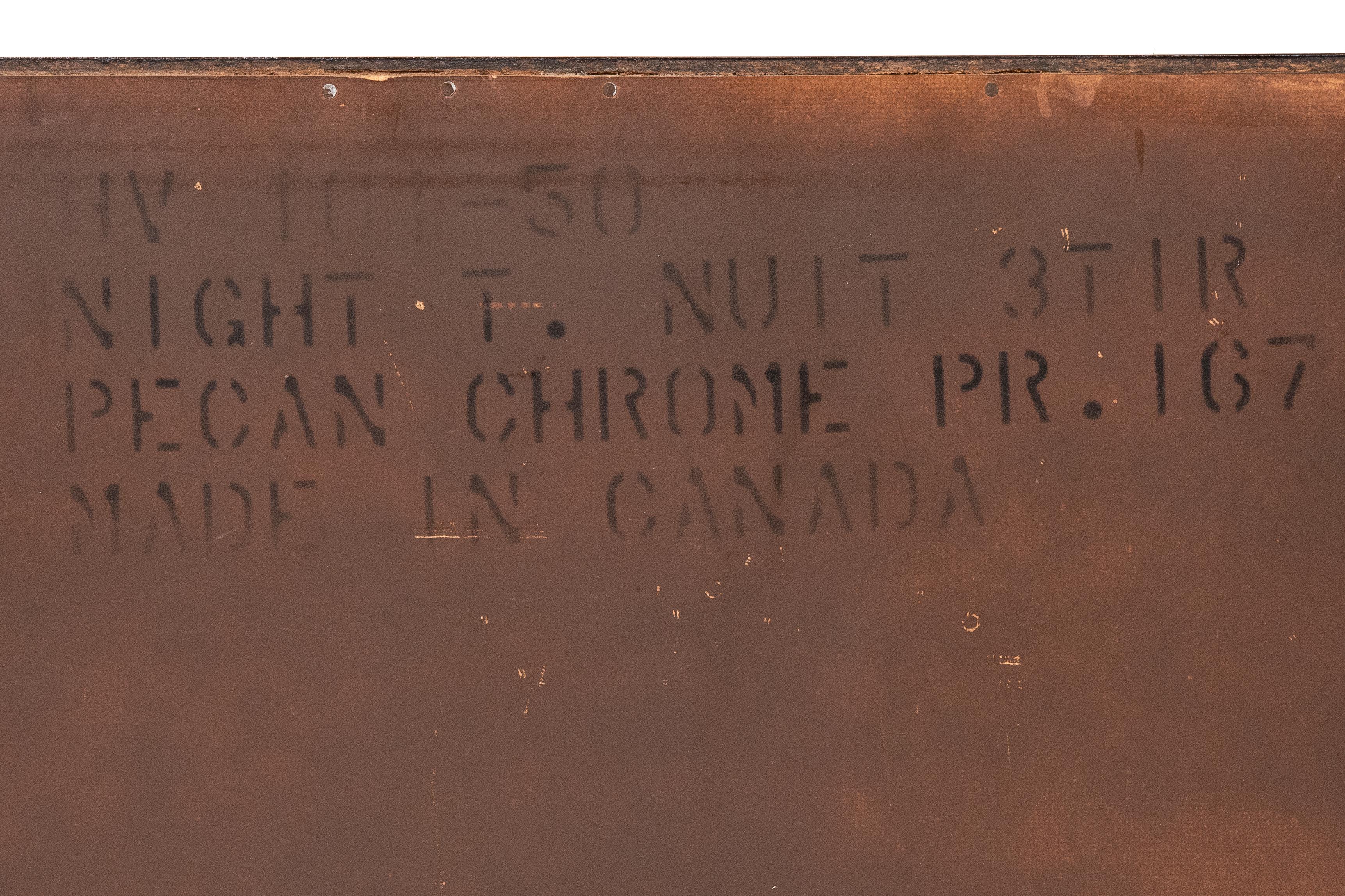 Pair of Vintage Wood and Chrome Metal Side Table, Canada, circa 1975 (Ende des 20. Jahrhunderts)