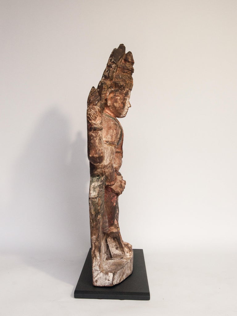 Pair of Vintage Wood Guardian Statues from India Early 