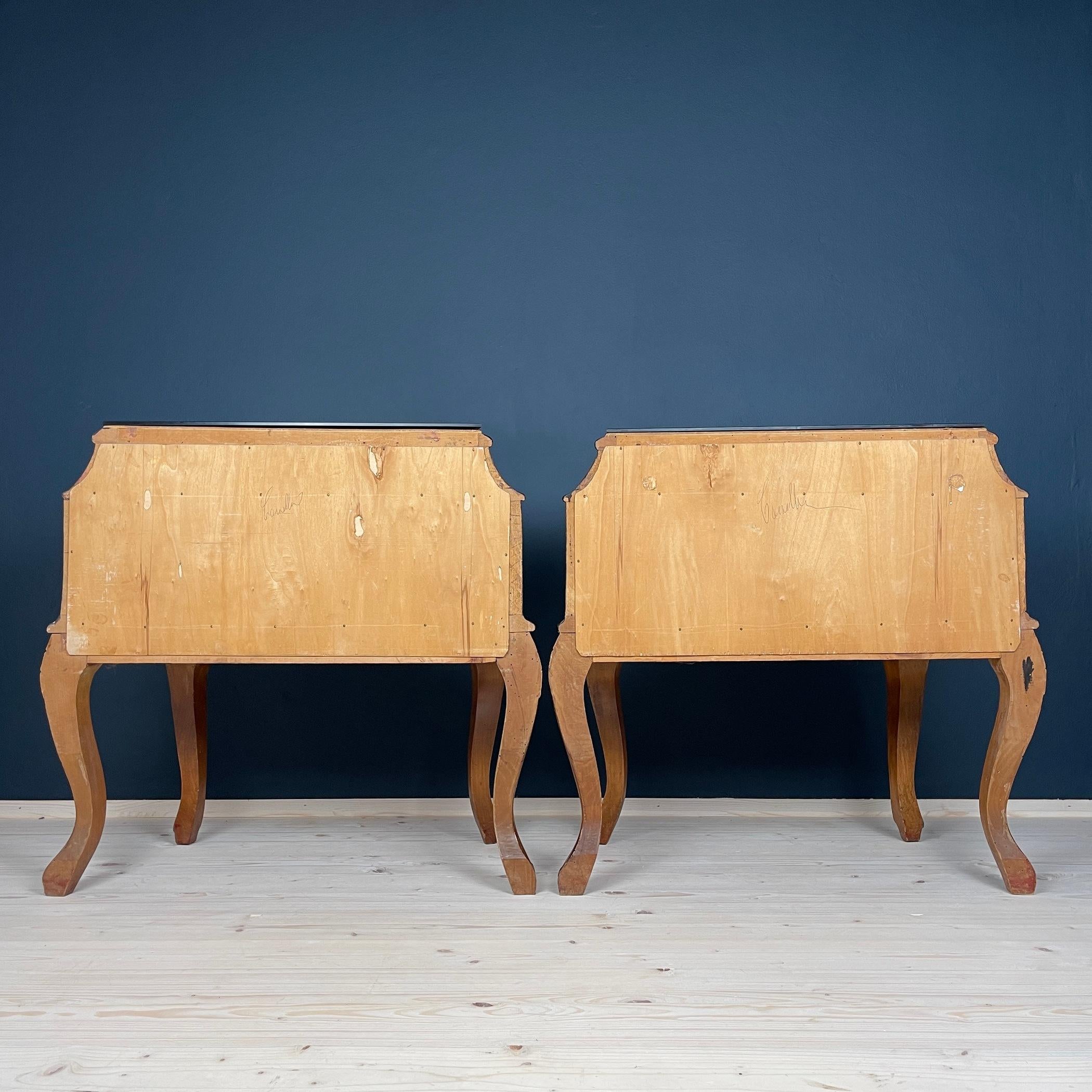 Pair of Vintage wood nightstands Italy 1950s For Sale 6
